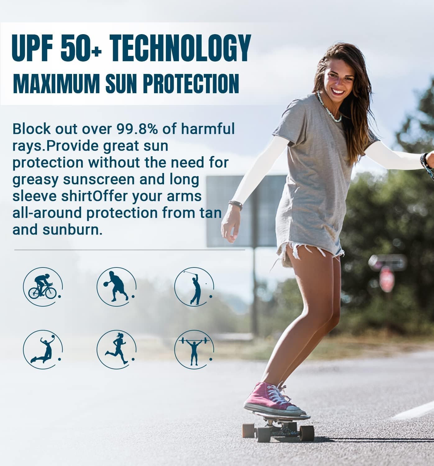 Sun Protection Cooling Arm Sleeves Compression - Tattoo Cover up - Sun Sleeves for Men Women Youth