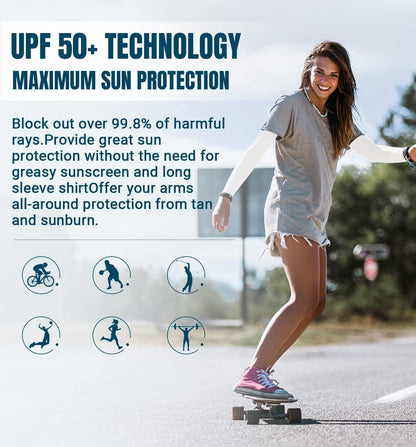 Sun Protection Cooling Arm Sleeves Compression - Tattoo Cover up - Sun Sleeves for Men Women Youth