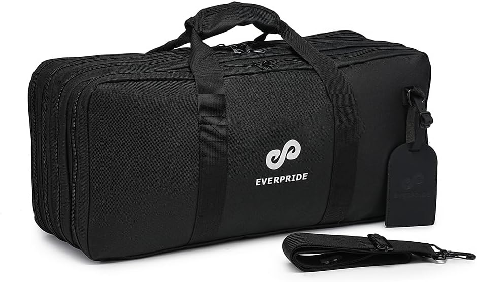 4 Sections - Black - Chef Knife Bag, 20 Knife Slots, 4 Storage Compartments, Professional Culinary Case with Shoulder Strap, Black, Laptop/Tablet Padded Slot - Knives Not Included