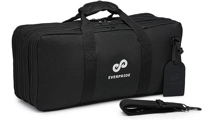 4 Sections - Black - Chef Knife Bag, 20 Knife Slots, 4 Storage Compartments, Professional Culinary Case with Shoulder Strap, Black, Laptop/Tablet Padded Slot - Knives Not Included