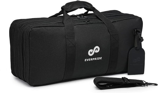 4 Sections - Black - Chef Knife Bag, 20 Knife Slots, 4 Storage Compartments, Professional Culinary Case with Shoulder Strap, Black, Laptop/Tablet Padded Slot - Knives Not Included