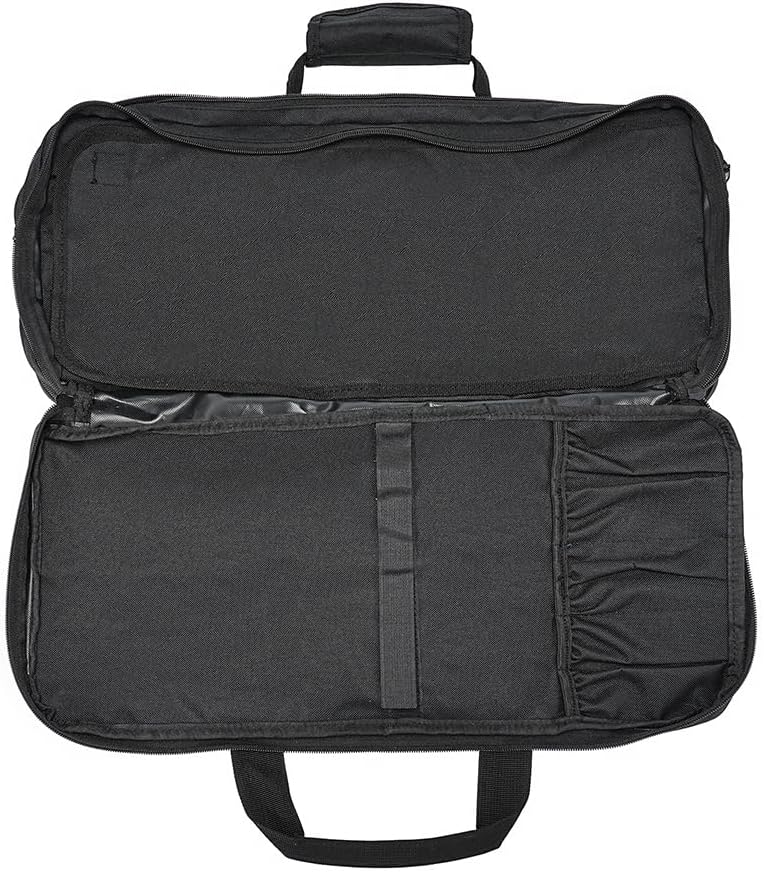 4 Sections - Black - Chef Knife Bag, 20 Knife Slots, 4 Storage Compartments, Professional Culinary Case with Shoulder Strap, Black, Laptop/Tablet Padded Slot - Knives Not Included