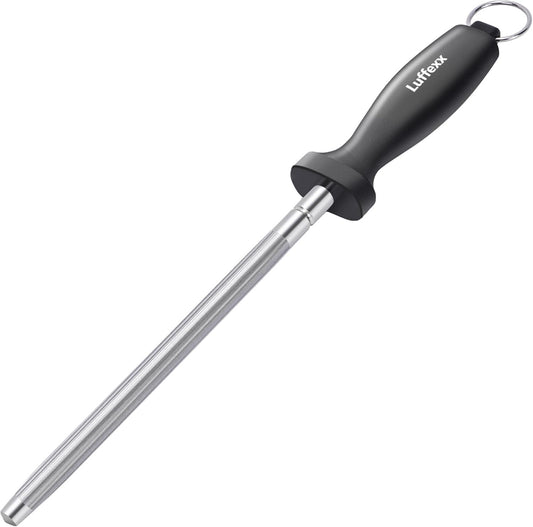 Professional 12-Inch Knife Sharpening Rod | High-Carbon Honing rod Sharpen Knife Quickly, Perfect Knife Sharpener for Chefs & Home Cooks, Easy to Use & Sturdy