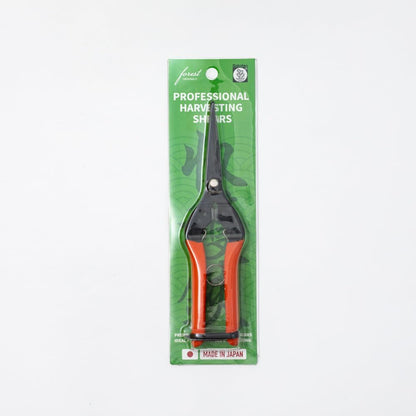 Saboten 7.9" Professional Japanese Harvesting Shears, Straight Precision Blade, Black Fluorine-Coated Stainless Steel, Spring-Loaded, Shock-Absorbing Grip, Safety Lock, Made in Japan