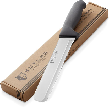 Professional 8-Inch Bread Knife and Cake Slicer with Serrated Edge - Ultra-Sharp Stainless Steel Cutlery
