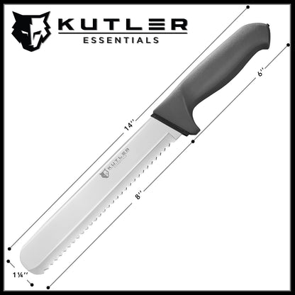 Professional 8-Inch Bread Knife and Cake Slicer with Serrated Edge - Ultra-Sharp Stainless Steel Cutlery