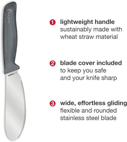 Sandwich Knife & Condiment Spreader - Sandwich Spreader for Butter, Cream Cheese, & Jellies - Ergonomic Stainless Steel Spreading - Butter Spread for Bagels & Toast - Gray 4.7"