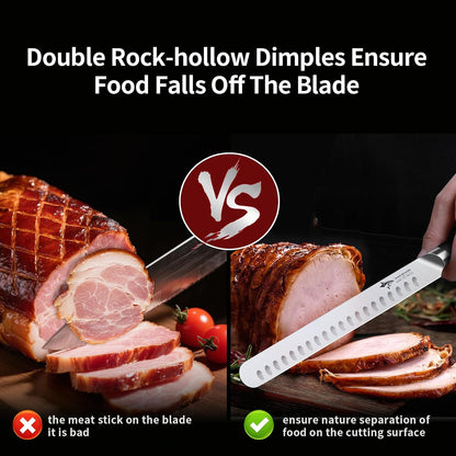 Brisket Slicing Knife, 10 inch BBQ Knife Razor Sharp Curved Butcher Breaking Knives for Meat Cutting, knives for men with Gift Box