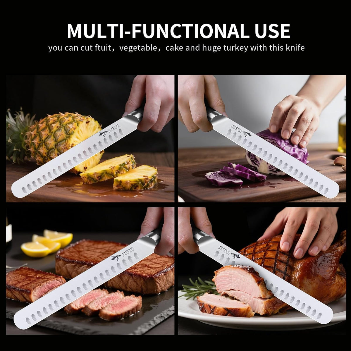 Brisket Slicing Knife, 10 inch BBQ Knife Razor Sharp Curved Butcher Breaking Knives for Meat Cutting, knives for men with Gift Box