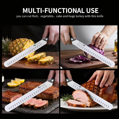 Brisket Slicing Knife, 10 inch BBQ Knife Razor Sharp Curved Butcher Breaking Knives for Meat Cutting, knives for men with Gift Box