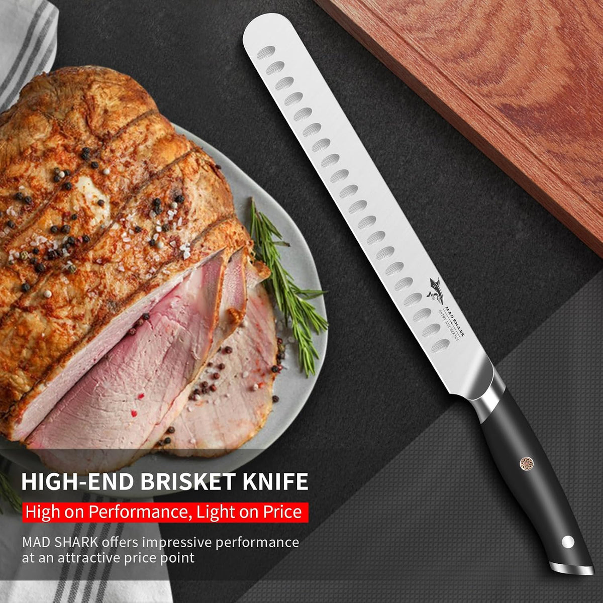 Brisket Slicing Knife, 10 inch BBQ Knife Razor Sharp Curved Butcher Breaking Knives for Meat Cutting, knives for men with Gift Box