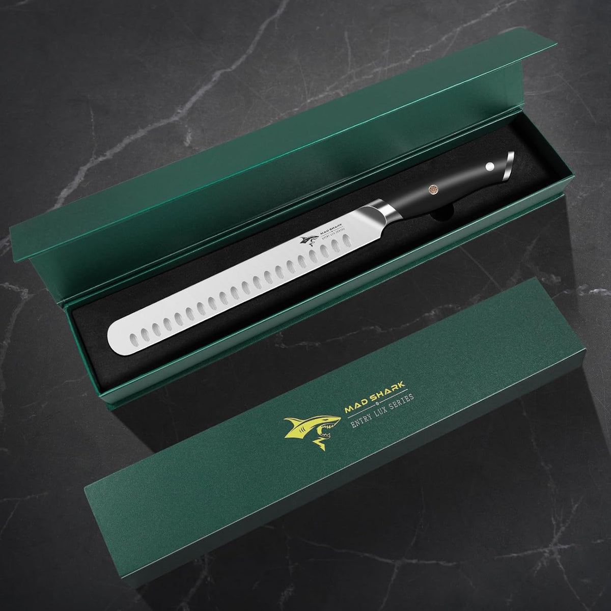 Brisket Slicing Knife, 10 inch BBQ Knife Razor Sharp Curved Butcher Breaking Knives for Meat Cutting, knives for men with Gift Box