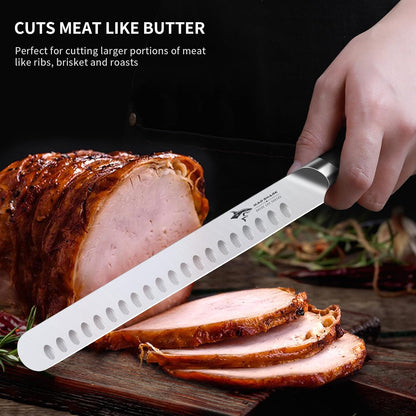 Brisket Slicing Knife, 10 inch BBQ Knife Razor Sharp Curved Butcher Breaking Knives for Meat Cutting, knives for men with Gift Box