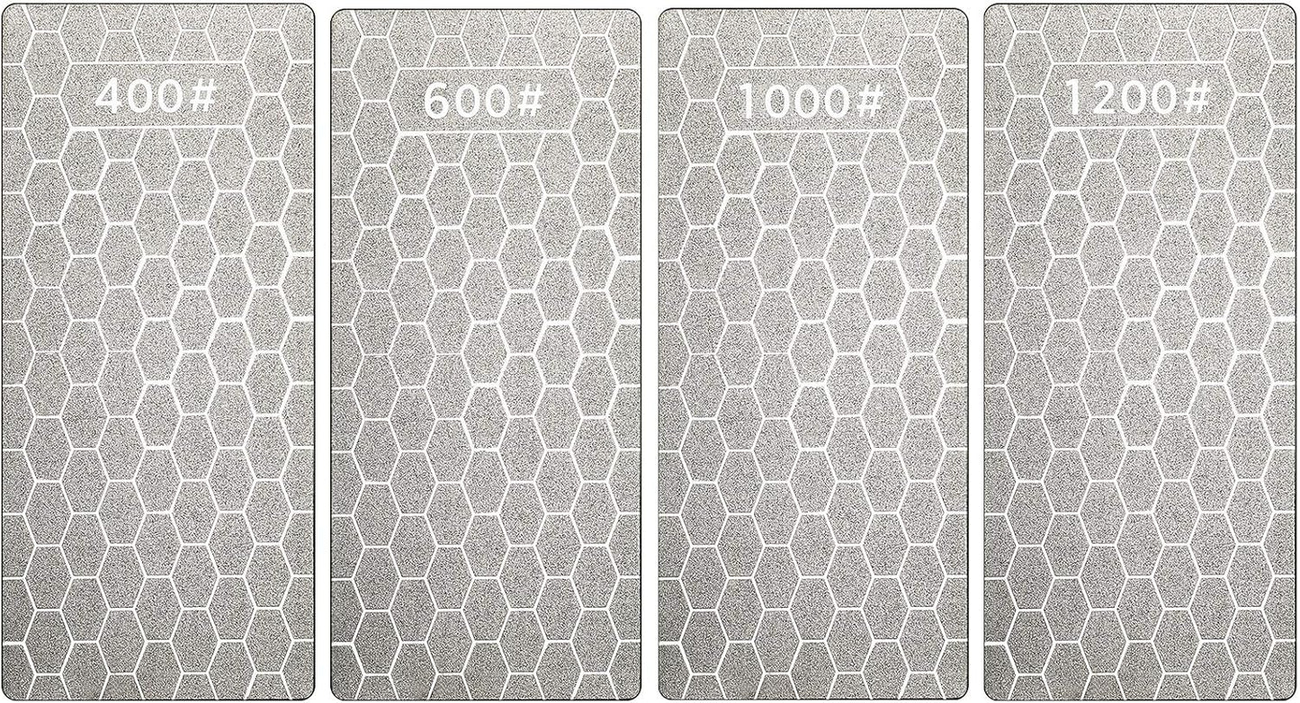 4 Pieces Diamond Sharpening Stone Grit Diamond Plate Honing Stone for Kitchen Sharpening Dull, Blunt or Tired Edges, 5.9 x 2.48 Inches(400/600/1000/1200 Grit)