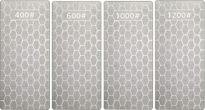 4 Pieces Diamond Sharpening Stone Grit Diamond Plate Honing Stone for Kitchen Sharpening Dull, Blunt or Tired Edges, 5.9 x 2.48 Inches(400/600/1000/1200 Grit)
