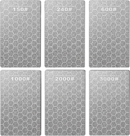 4 Pieces Diamond Sharpening Stone Grit Diamond Plate Honing Stone for Kitchen Sharpening Dull, Blunt or Tired Edges, 5.9 x 2.48 Inches(400/600/1000/1200 Grit)