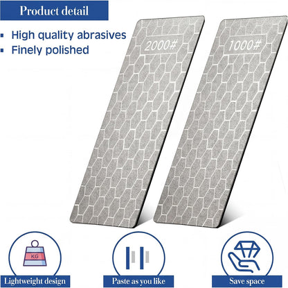 4 Pieces Diamond Sharpening Stone Grit Diamond Plate Honing Stone for Kitchen Sharpening Dull, Blunt or Tired Edges, 5.9 x 2.48 Inches(400/600/1000/1200 Grit)