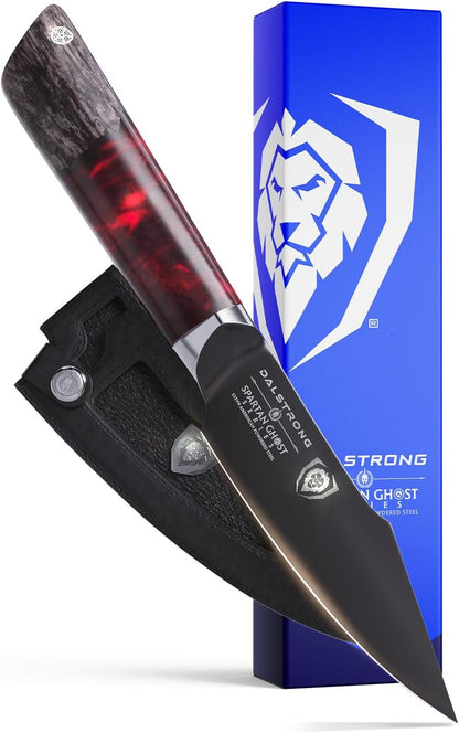 Chef Knife - 8 inch - Spartan Ghost Series - American Forged S35VN Powdered Steel Kitchen Knife - Maple & Red Resin Handle - Razor Sharp Cooking Knife -Sheath Included