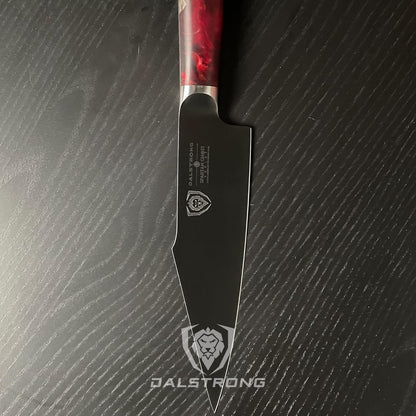 Chef Knife - 8 inch - Spartan Ghost Series - American Forged S35VN Powdered Steel Kitchen Knife - Maple & Red Resin Handle - Razor Sharp Cooking Knife -Sheath Included