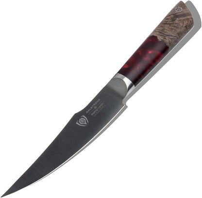 Chef Knife - 8 inch - Spartan Ghost Series - American Forged S35VN Powdered Steel Kitchen Knife - Maple & Red Resin Handle - Razor Sharp Cooking Knife -Sheath Included