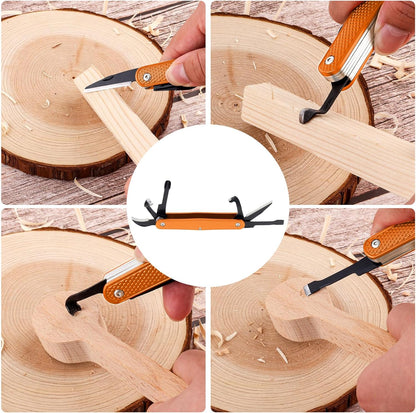 Traditional Folding Whittling Knife with 1.5in Detail Blade, Sawcut Handle, Nickel Silver Bolsters, Multi-Tool Portable Carving Tool Right Handed Carving Knife for Carving Camping EDC Outdoors