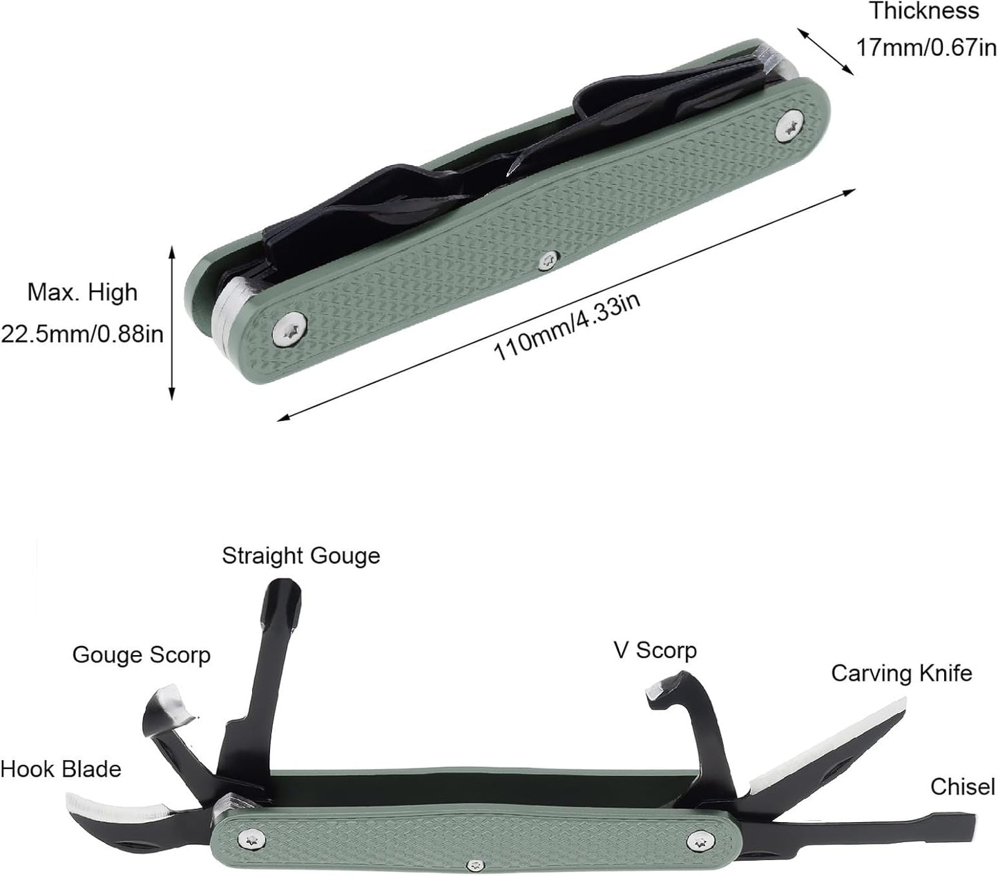 Traditional Folding Whittling Knife with 1.5in Detail Blade, Sawcut Handle, Nickel Silver Bolsters, Multi-Tool Portable Carving Tool Right Handed Carving Knife for Carving Camping EDC Outdoors