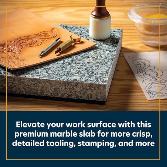 Granite Slab, Sturdy Non-Porous Marble-Look Block, Leathercraft Gear for Detailed Tooling, Stamping, Carving, and More