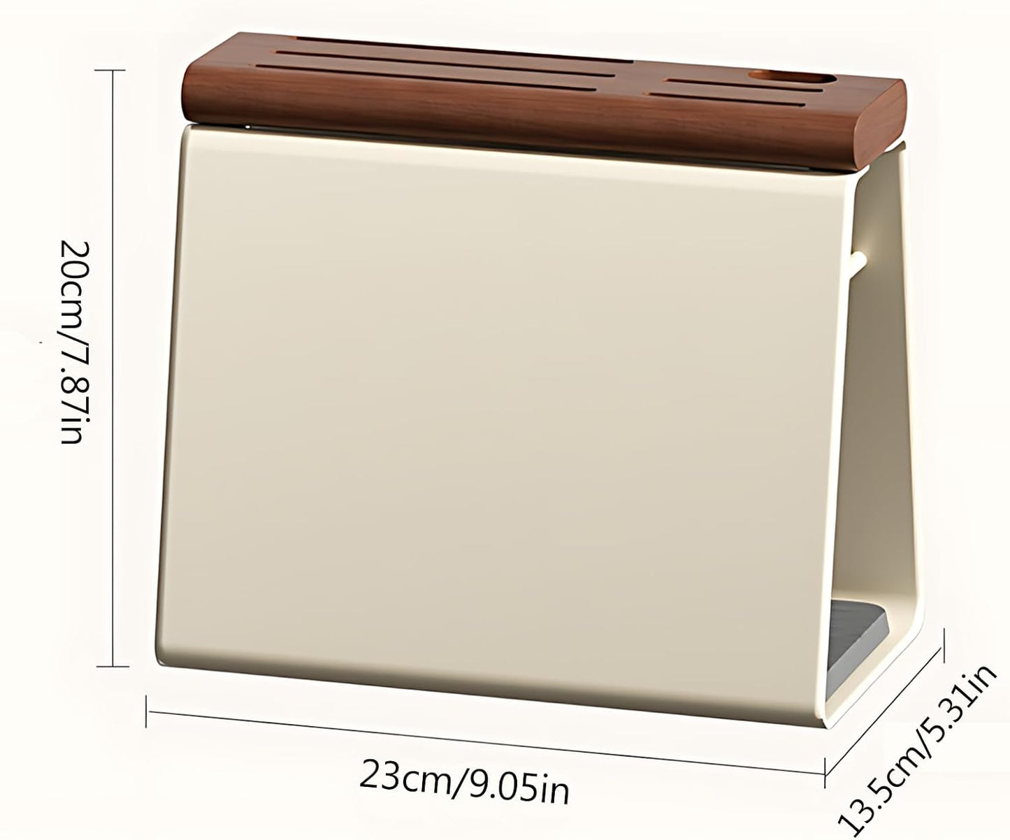 Universal Knife Block Holder, Modern Cream Metal & Beech Wood Knife Block Without Knives, 6 Slot Kitchen Knife Storage Organizer with Water-Absorbing Diatom Pad for Kitchen