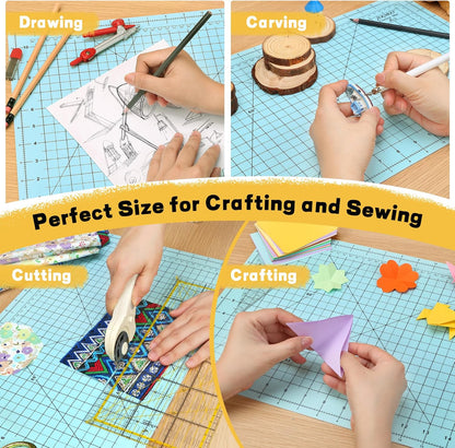 Premium Self Healing Cutting Mat 18'' x 12'', A3 Non-slip Sewing Mat for Quilting, 5-Ply Rotary Cutting Board Double-Sided for Crafts Cutting Fabric Scrapbooking Modeling Projects, Lemon Yellow