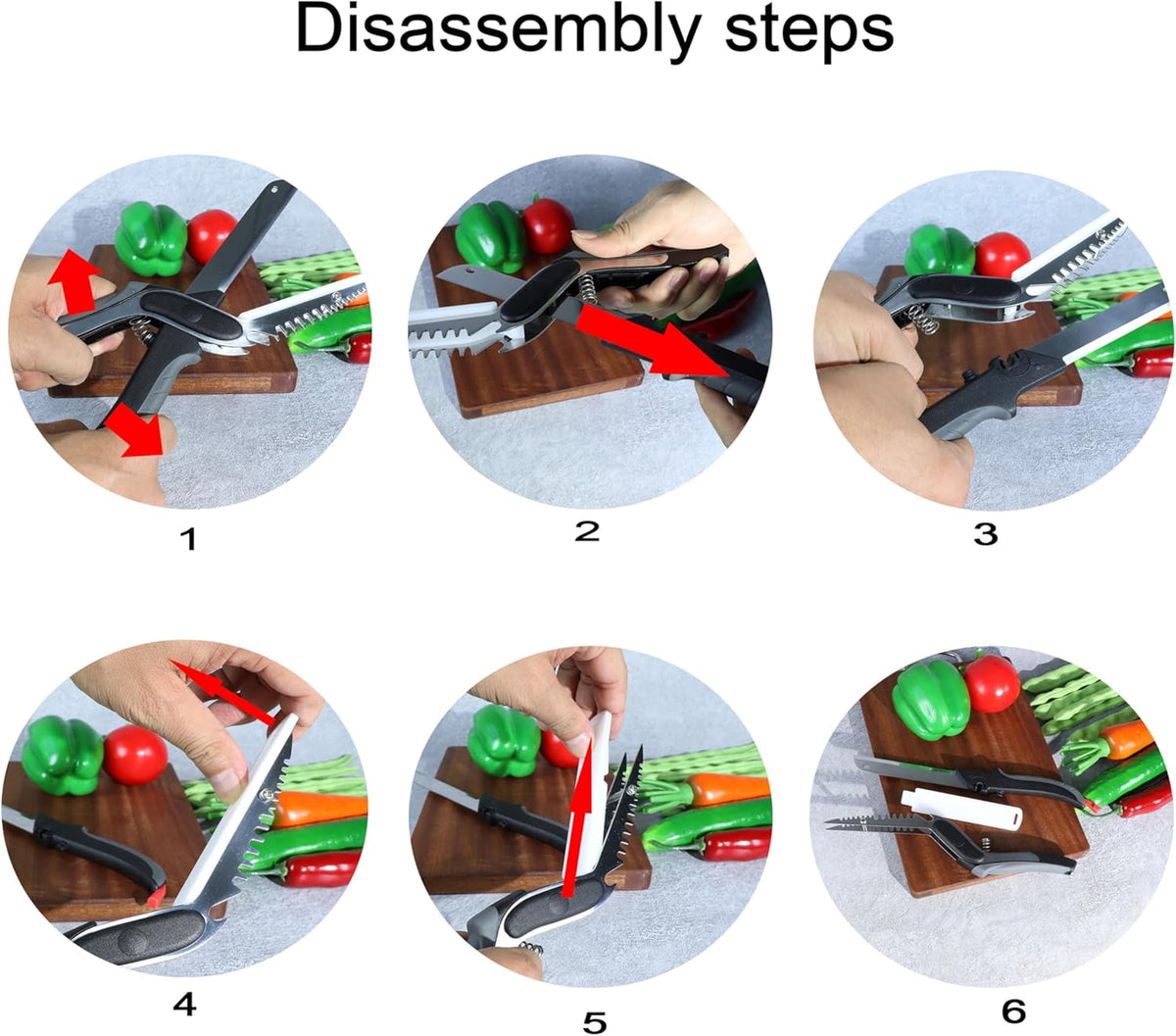 Vegetable Scissors Quick Release/Install Kitchen Shears Cutter for Food,carrot,cucumber,Veggie,Meat,Salad,Barbecue Come Apart Knife Dishwasher Safe