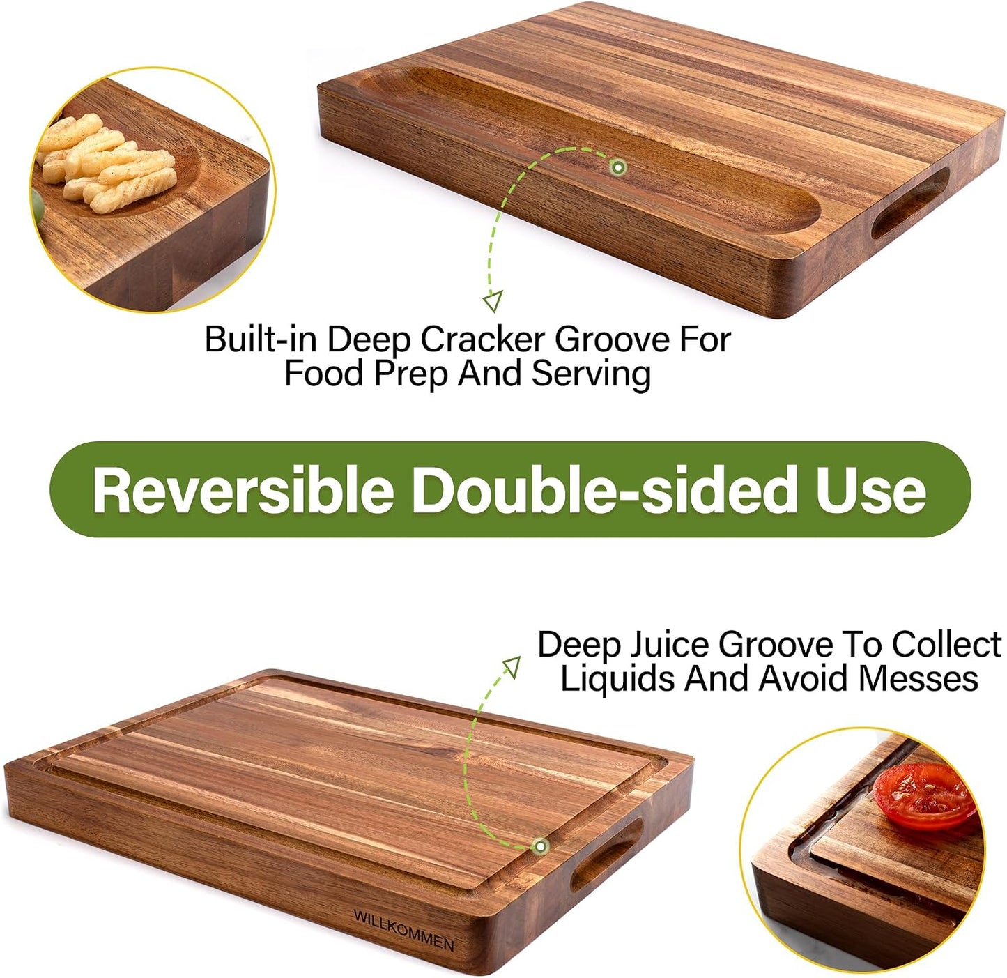 Bamboo Cutting Board Set for Kitchen, 4-Piece Labled Cuttingg Boards