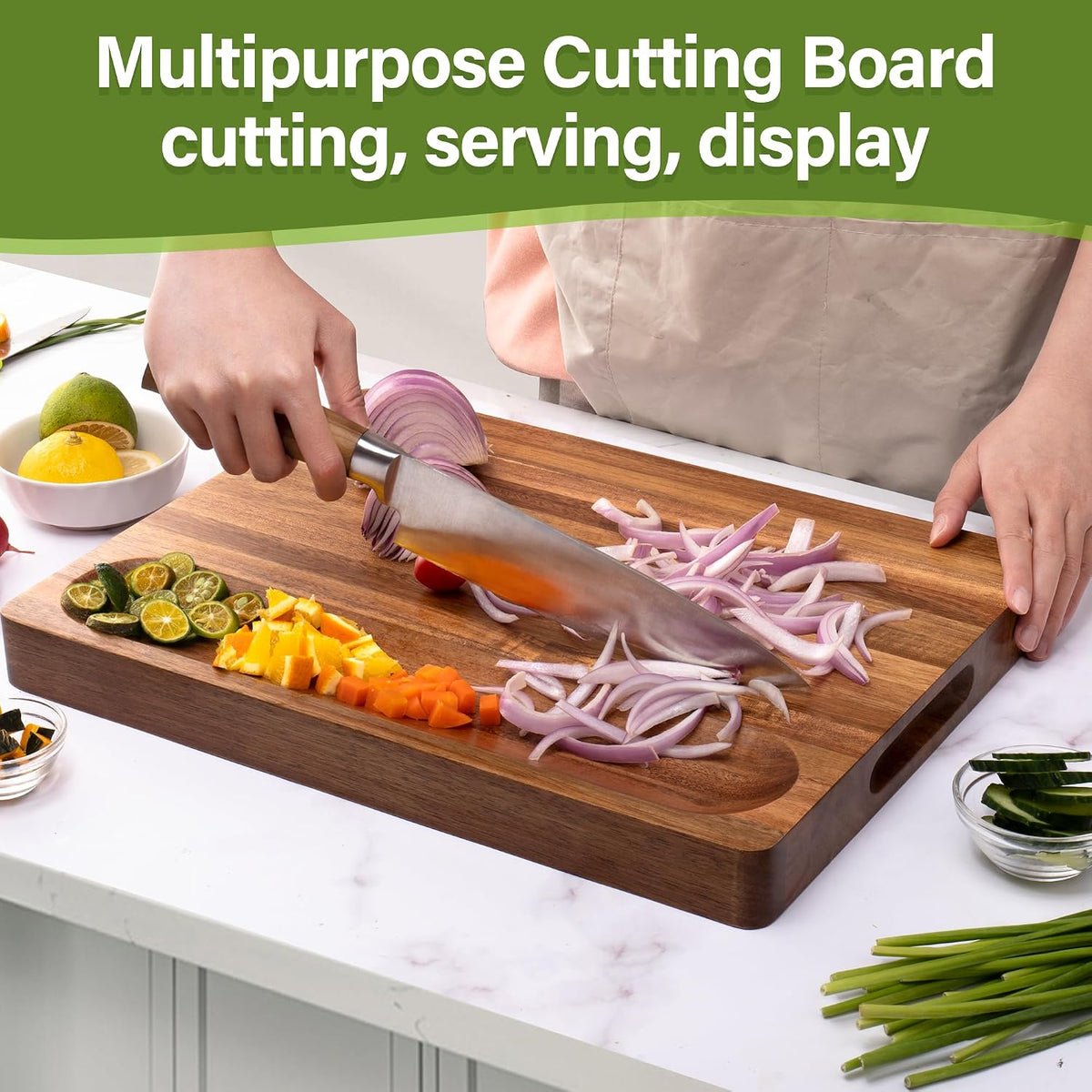 Bamboo Cutting Board Set for Kitchen, 4-Piece Labled Cuttingg Boards