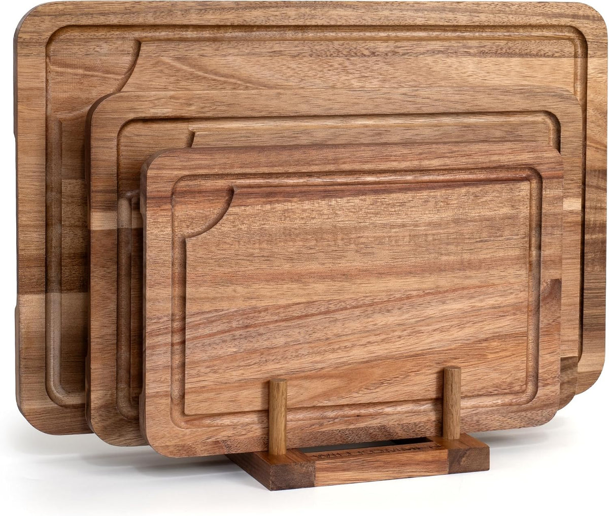 Bamboo Cutting Board Set for Kitchen, 4-Piece Labled Cuttingg Boards