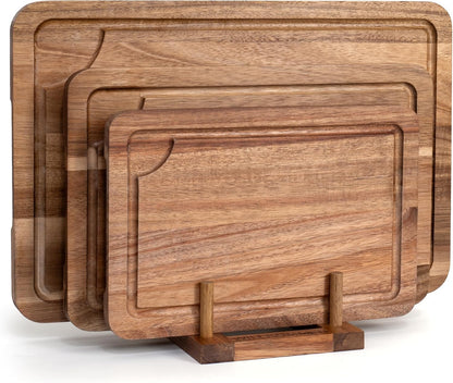 Bamboo Cutting Board Set for Kitchen, 4-Piece Labled Cuttingg Boards