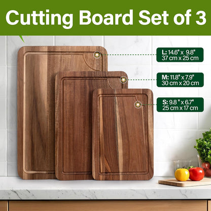 Bamboo Cutting Board Set for Kitchen, 4-Piece Labled Cuttingg Boards