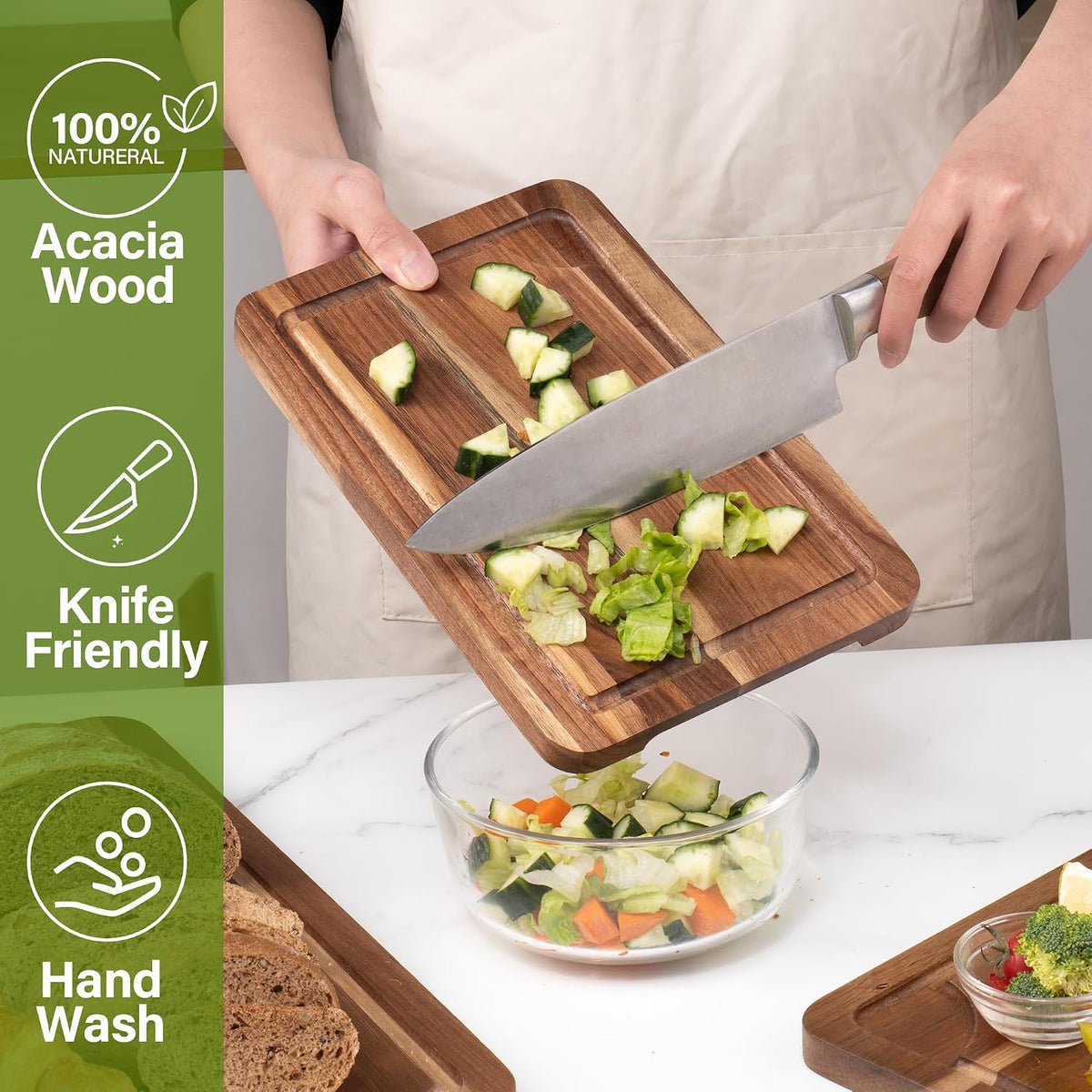 Bamboo Cutting Board Set for Kitchen, 4-Piece Labled Cuttingg Boards