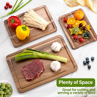 Bamboo Cutting Board Set for Kitchen, 4-Piece Labled Cuttingg Boards