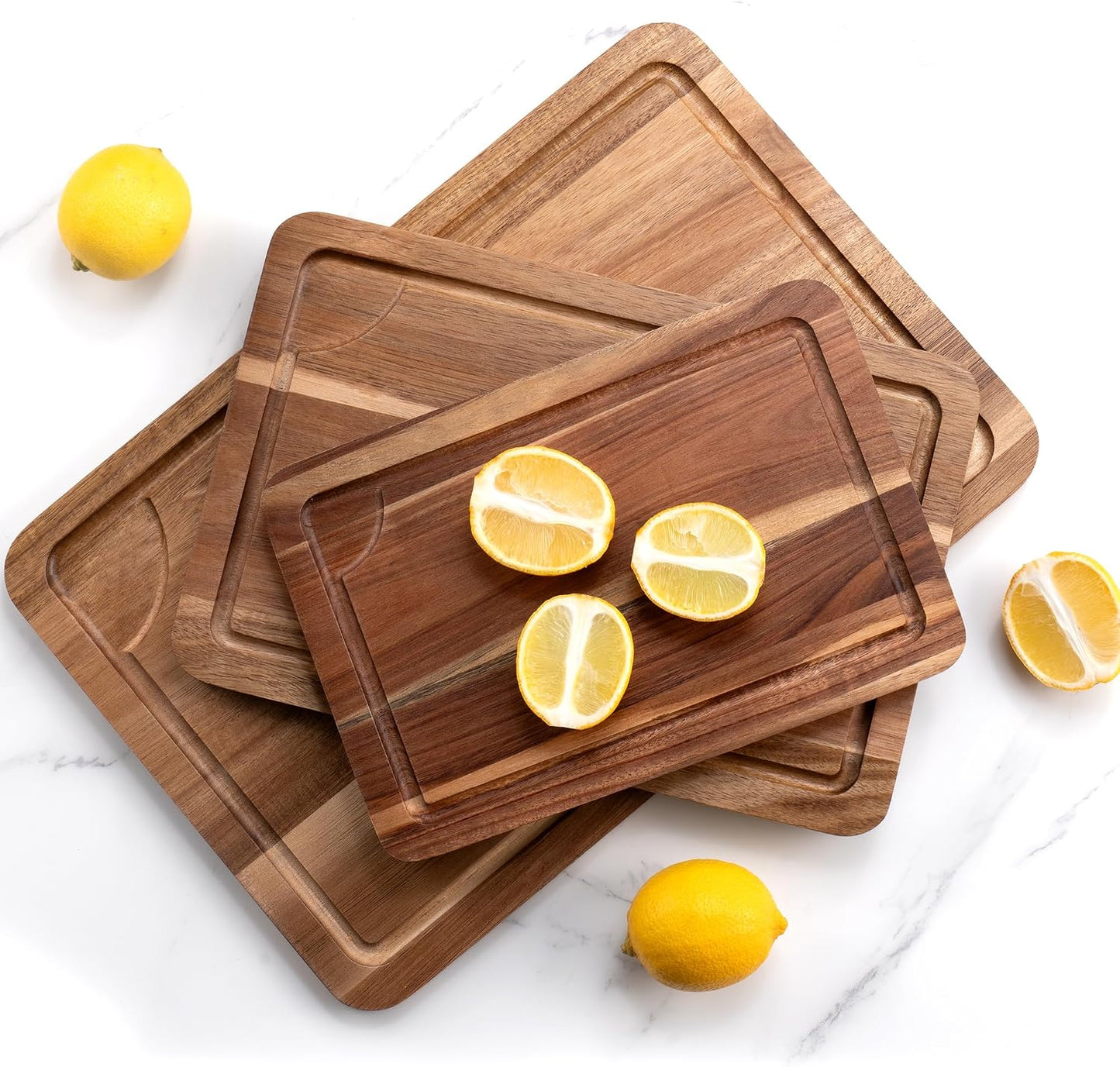 Bamboo Cutting Board Set for Kitchen, 4-Piece Labled Cuttingg Boards
