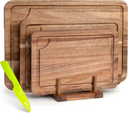 Bamboo Cutting Board Set for Kitchen, 4-Piece Labled Cuttingg Boards