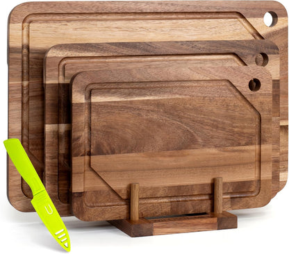 Bamboo Cutting Board Set for Kitchen, 4-Piece Labled Cuttingg Boards