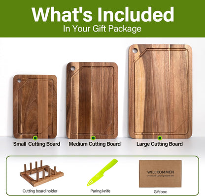 Bamboo Cutting Board Set for Kitchen, 4-Piece Labled Cuttingg Boards