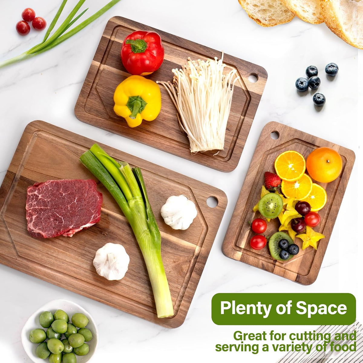 Bamboo Cutting Board Set for Kitchen, 4-Piece Labled Cuttingg Boards