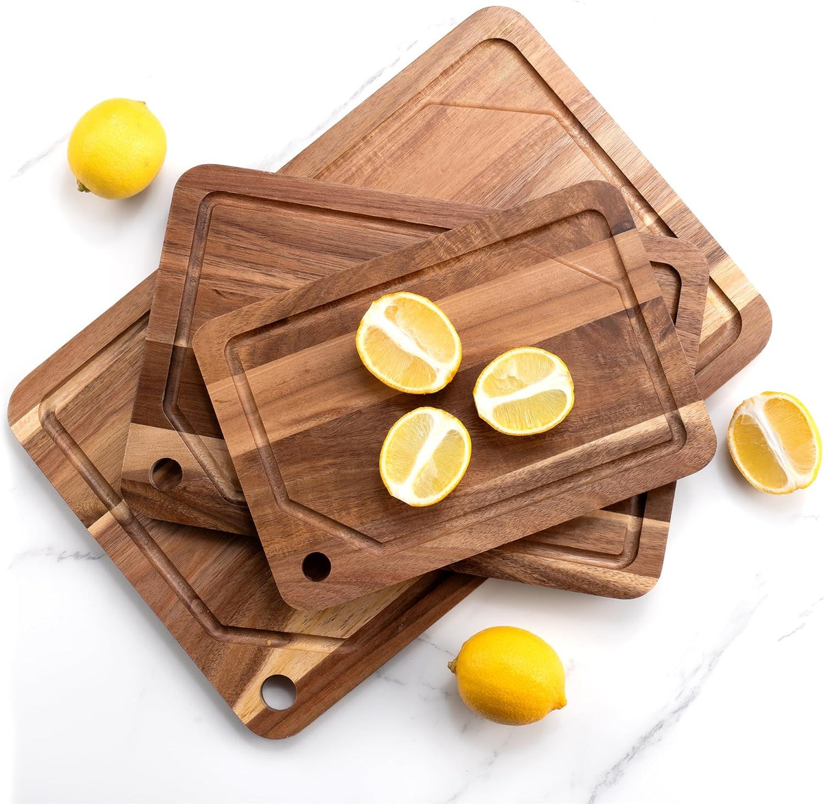 Bamboo Cutting Board Set for Kitchen, 4-Piece Labled Cuttingg Boards
