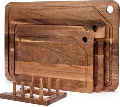 Bamboo Cutting Board Set for Kitchen, 4-Piece Labled Cuttingg Boards