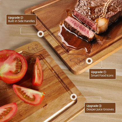 Bamboo Cutting Board Set for Kitchen, 4-Piece Labled Cuttingg Boards