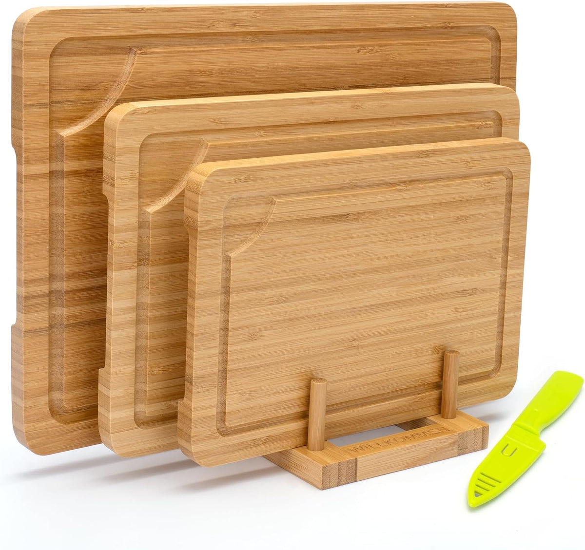 Bamboo Cutting Board Set for Kitchen, 4-Piece Labled Cuttingg Boards