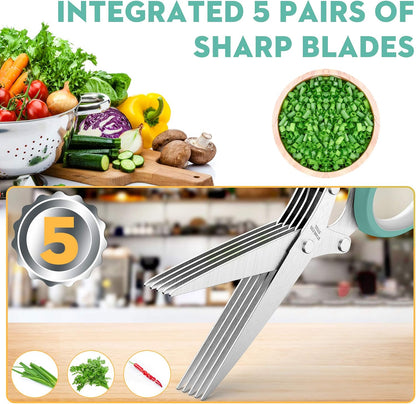 Herb Scissors with 5 Blades and Cover, New Kitchen Gadget 2026
