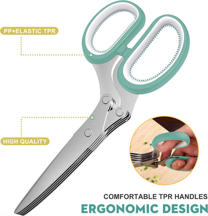 Herb Scissors with 5 Blades and Cover, New Kitchen Gadget 2026