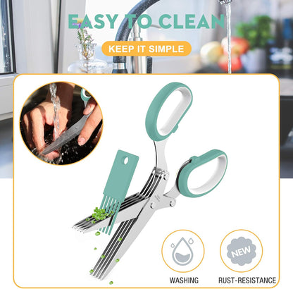 Herb Scissors with 5 Blades and Cover, New Kitchen Gadget 2026