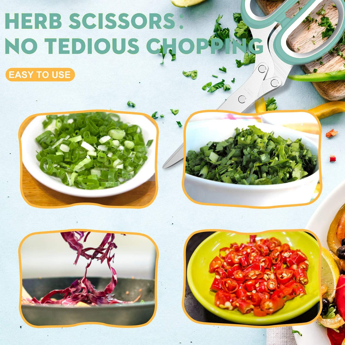 Herb Scissors with 5 Blades and Cover, New Kitchen Gadget 2026